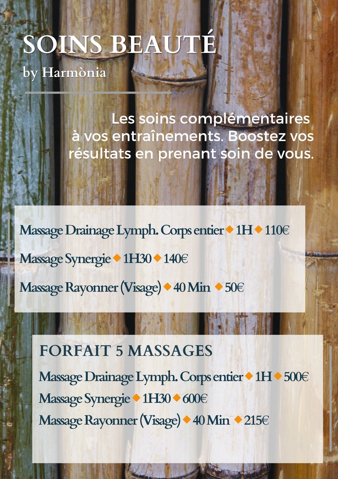 Harmonia tarifs massages beaute