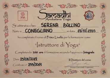 Diploma Istruttrice di Yoga 200 RYT - Samadhi